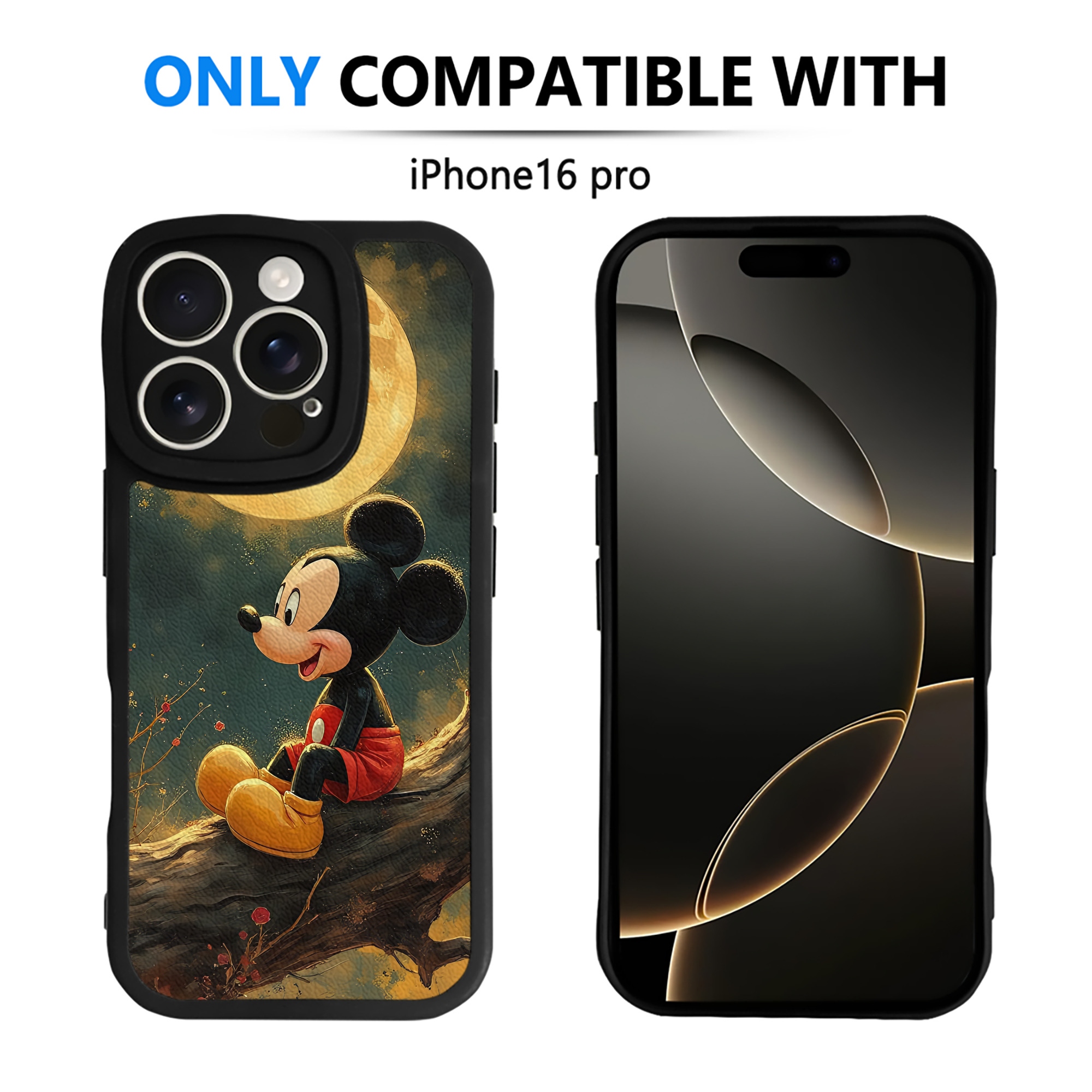 （画像用） ミッキーマウス Mickey Mouse 【iPhone 16シリーズ対応】シリコンスマホケース（レザー調） 材質：シリコン